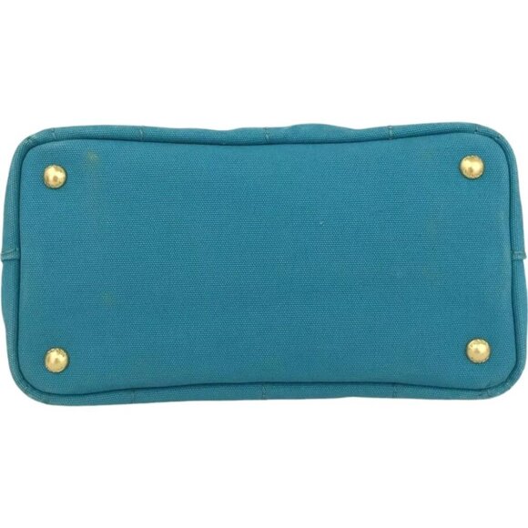 528295AY (L4) Prada Hand Bag Blue Canvas - Picture 6 of 13